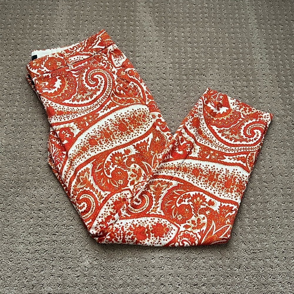 J.CREW City Stretch Paisley Crop Pants